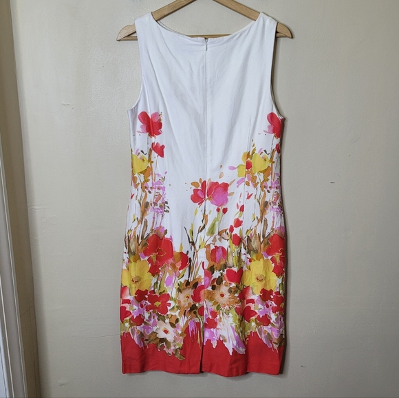 Chetta B Floral Sheath Dress 100% Cotton Women's Size 8 - Picture 4 of 8
